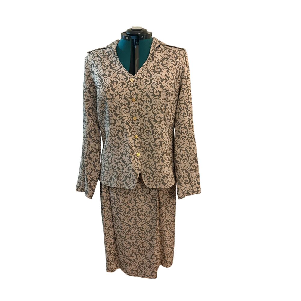 Brownstone Studio Paisley Print Skirt‎ and  Blazer Set Womens Size 16 Lined EUC